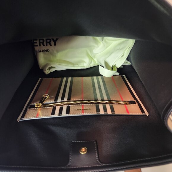 Burberry Medium NS Book Tote Bag Purse | Striped Pattern - Picture 7 of 9